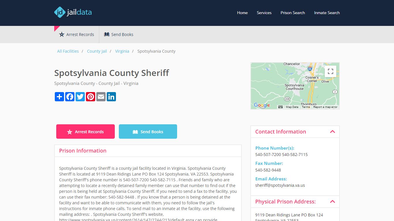 Spotsylvania County Sheriff Inmate Search and Prisoner Info ...